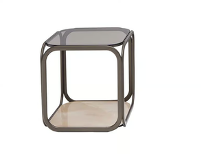 REMIND - Square high metal side table with glass top and marble base _ Tonin Casa